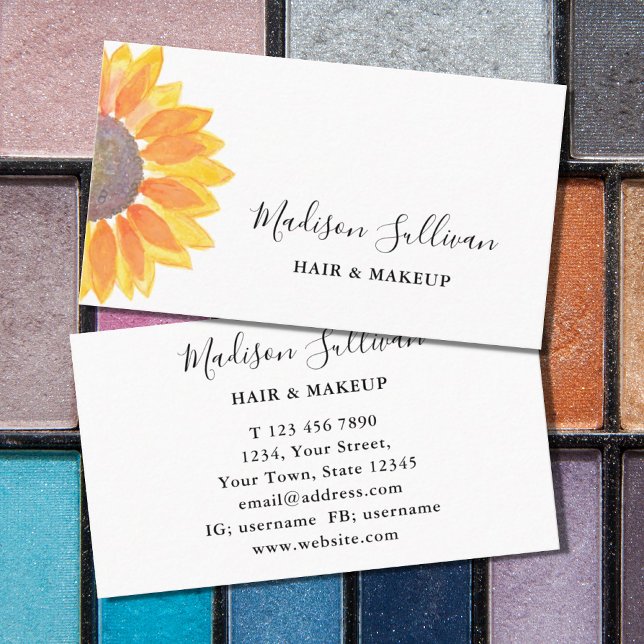Yellow Sunflower Hair And Makeup Business Card (Creator Uploaded)