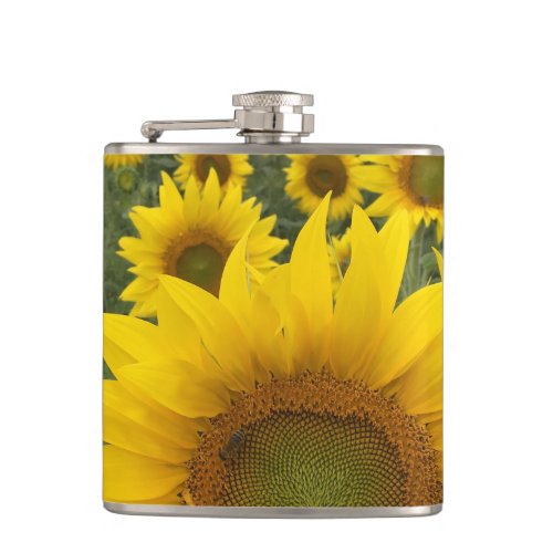 Yellow Sunflower Harvest Rustic Flask