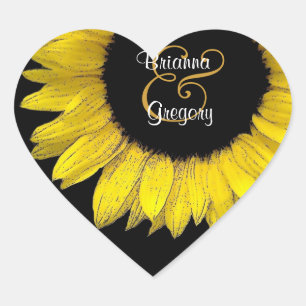 Yellow Sunflower Heart Shaped Envelope Seal