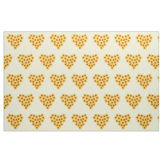 Yellow sunflower hearts on pale yellow fabric