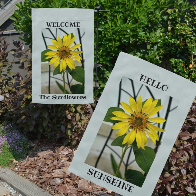Yellow Sunflower Hello Sunshine Pale Blue  Garden Flag (Creator Uploaded)