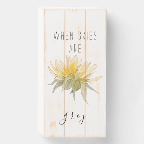 Yellow Sunflower Inspirational Quote White Wooden Box Sign