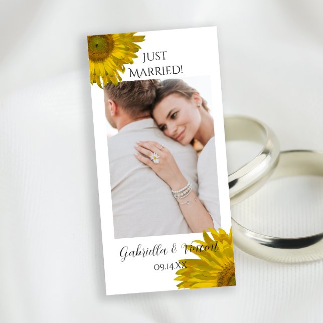 Yellow Sunflower Just Married Announcement (Creator Uploaded)