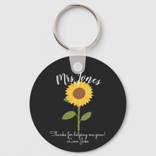 Yellow Sunflower Keychain, Helping Me Grow Teacher Keychain