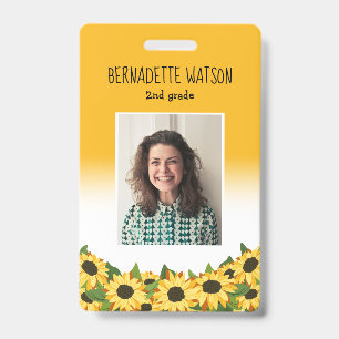 Yellow Sunflower Kindergarten School Teacher Badge