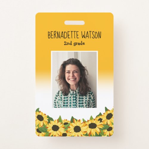 Yellow Sunflower Kindergarten School Teacher Badge