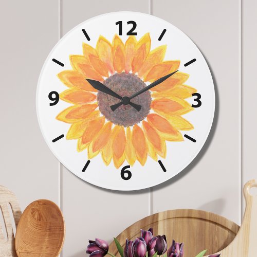 Yellow Sunflower Large Clock
