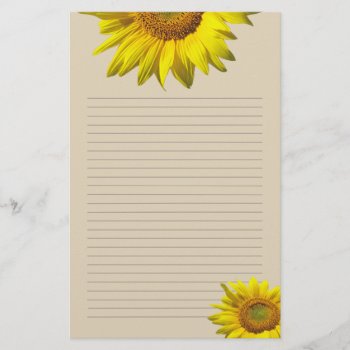 Yellow Sunflower Lined Personal Writing Paper by DustyFarmPaper at Zazzle
