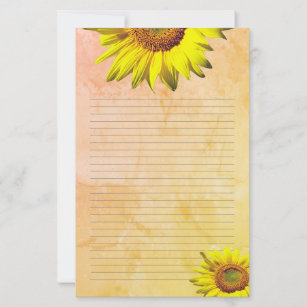Bolbove 64 Pcs Sunflower Lovely Plant Elegant Letter Writing Stationery Paper Lined Sheets