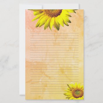 Yellow Sunflower Lined Personal Writing Paper by DustyFarmPaper at Zazzle