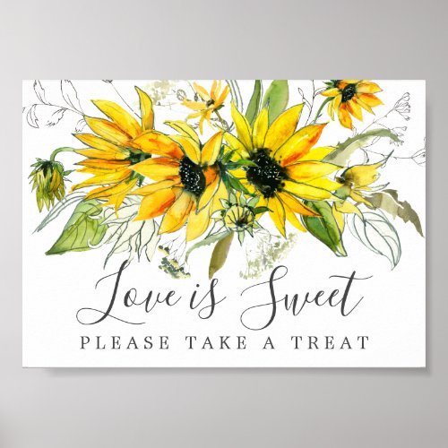 Yellow Sunflower Love is Sweet Dessert Bar Sign