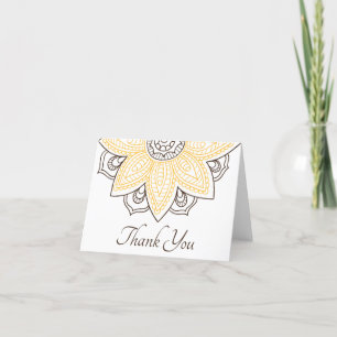 Yellow Sunflower Mandala Custom Thank You Card