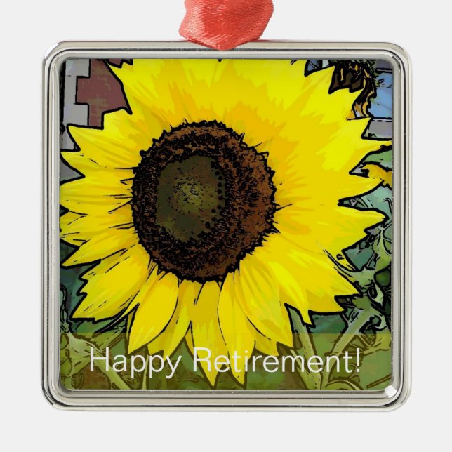 Yellow Sunflower Metal Ornament (Front)