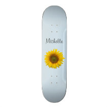 Yellow Sunflower Monogram Cute Floral Skateboard Yellow Sunflower Monogram Cute Floral Skateboard