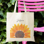 Yellow Sunflower Monogram Name Personalised Tote Bag<br><div class="desc">Yellow Sunflower Monogram Name Personalized Tote Bag.
This floral tote bag is decorated with a yellow watercolor sunflower.
You can customise it with your name or monogram.
Original Watercolor © Michele Davies.</div>
