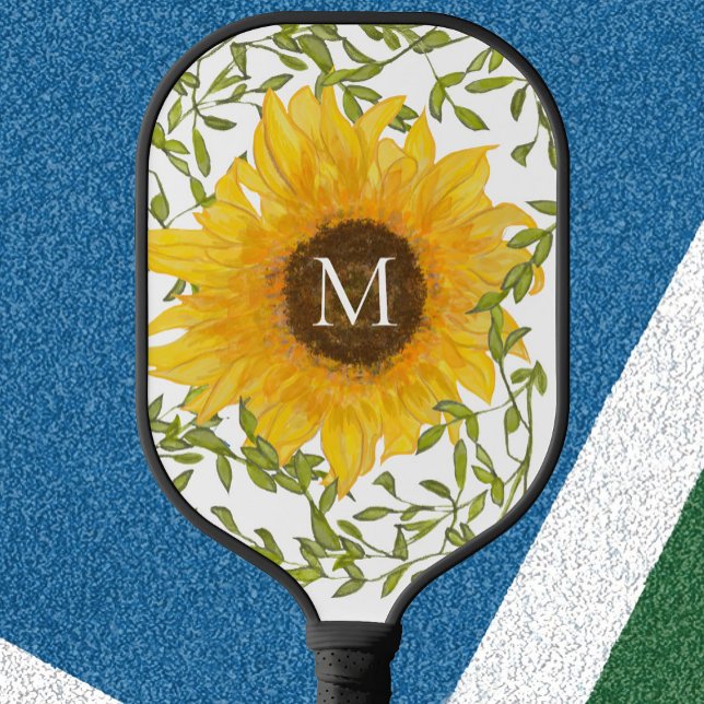 Yellow Sunflower monogrammed pickleball paddle (Creator Uploaded)