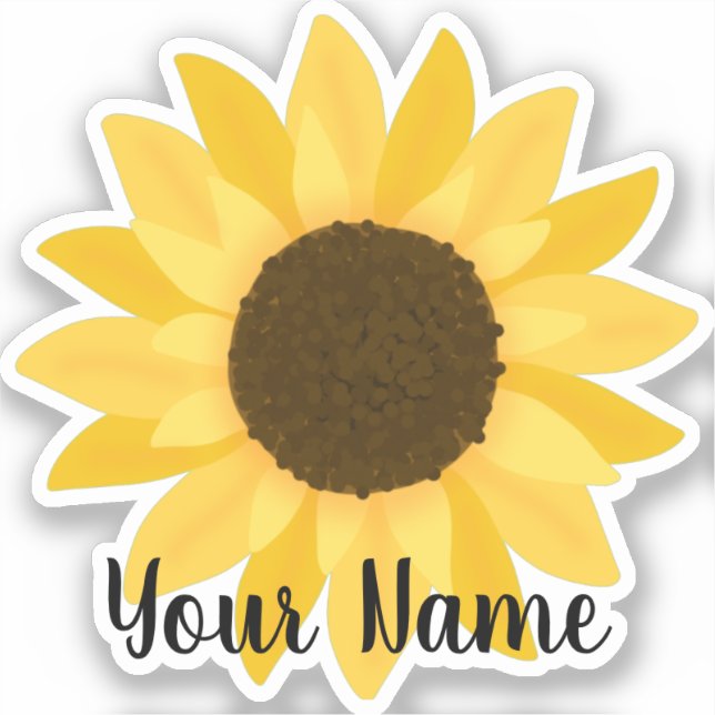 Yellow Sunflower Name  Sticker (Front)