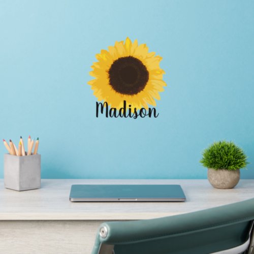 Yellow Sunflower Name Wall Decal