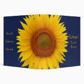 Yellow Sunflower Navy Blue Recipe Binder (Background)