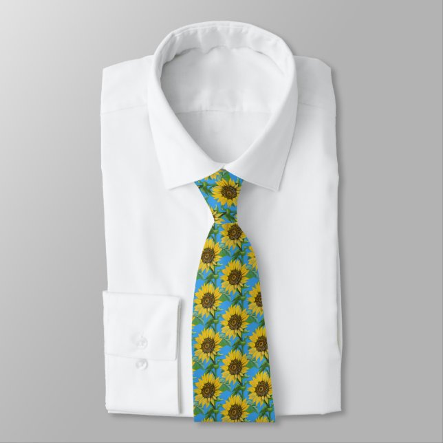 Yellow sunflower  neck tie (Tied)