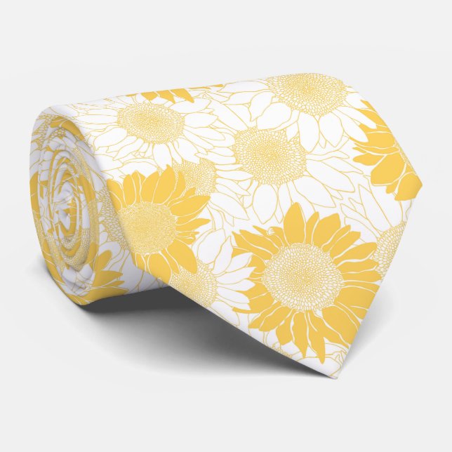 Yellow Sunflower Neck Tie (Rolled)