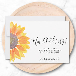 Yellow Sunflower New Address Moving Announcement