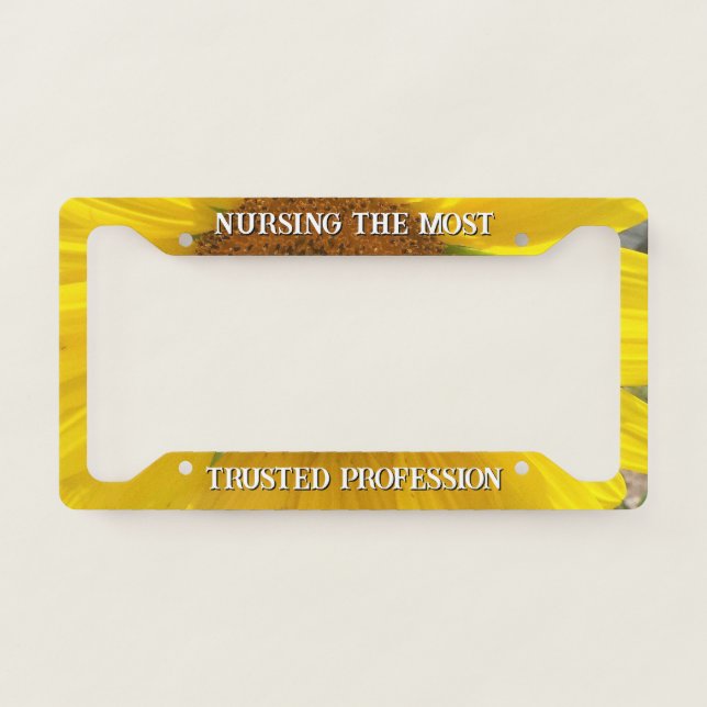 Yellow Sunflower Nurse License Plate Frame (Front)