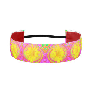 Yellow Sunflower on a Psychedelic Swirl Athletic Headband