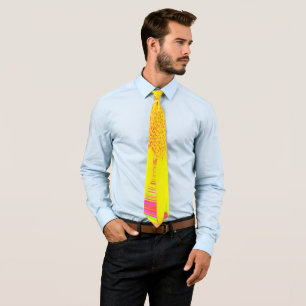 Yellow Sunflower on a Psychedelic Swirl Neck Tie