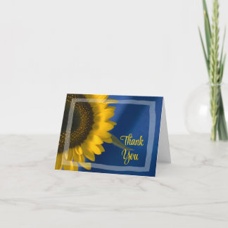 Yellow Sunflower on Blue Bridesmaid Thank You Card