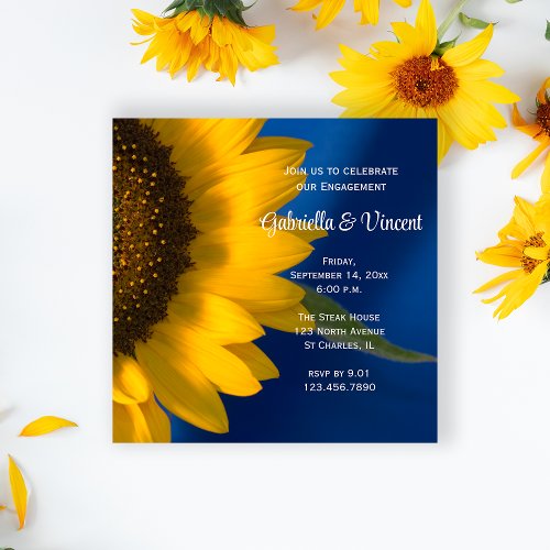 Sunflower on Blue Engagement Party Invitation