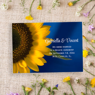Yellow Sunflower on Blue Marriage Announcement
