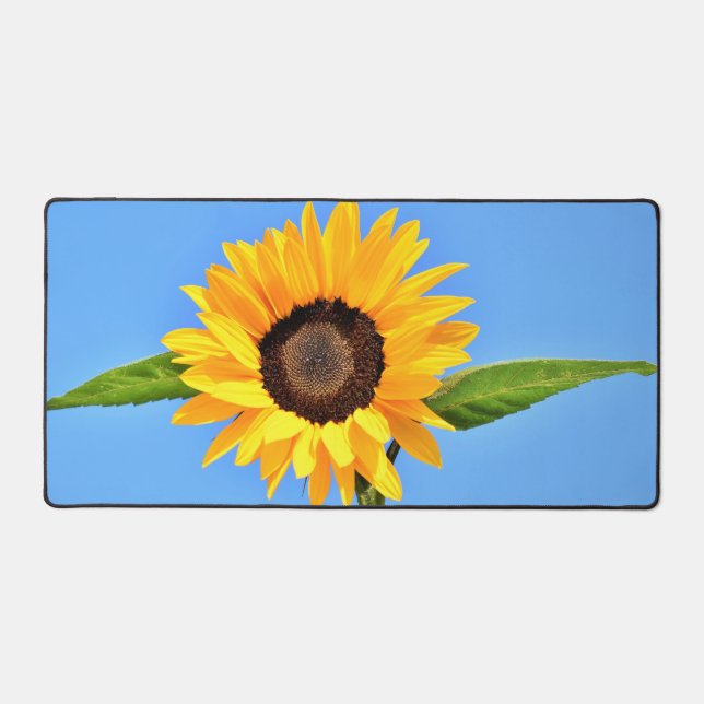 Yellow Sunflower on Blue Sky Desk Mat (Front)