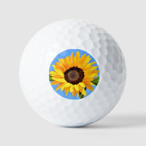 Yellow Sunflower on Blue Sky Golf Balls