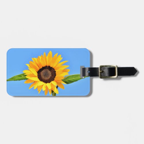 Yellow Sunflower on Blue Sky Luggage Tag