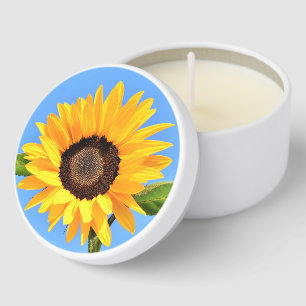 Yellow Sunflower on Blue Sky Mini Candle Favors