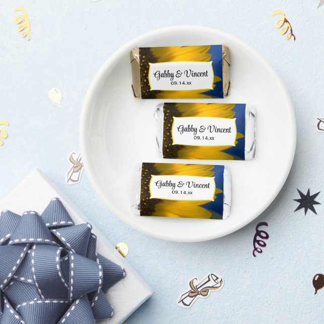 Yellow Sunflower on Blue Wedding Favor (Party)