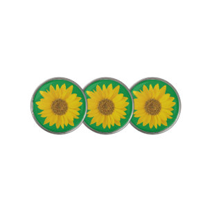 Yellow Sunflower on Bright Green Golf Ball Marker