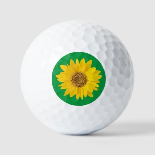 Yellow Sunflower on Bright Green Golf Balls