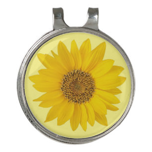 Yellow Sunflower on Light Yellow Golf Hat Clip