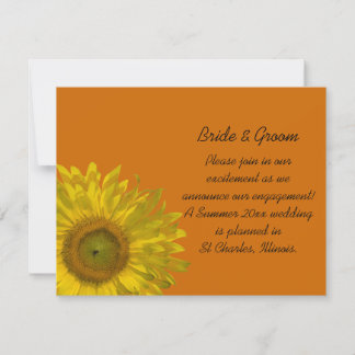 Yellow Sunflower on Orange Engagement Announcement