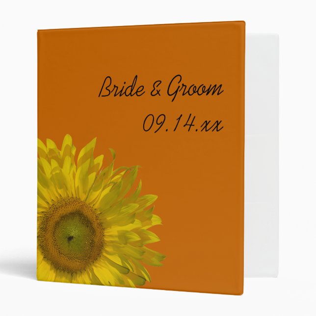 Yellow Sunflower on Orange Wedding Binder (Front/Inside)