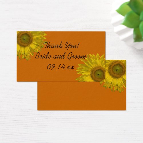 Yellow Sunflower on Orange Wedding Favor Tags