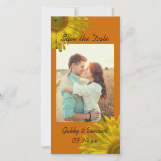 Yellow Sunflower on Orange Wedding Save the Date