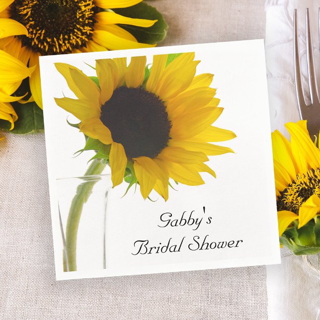 Yellow Sunflower on White Bridal Shower Napkins (Creator Uploaded)
