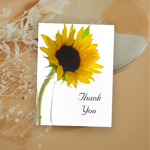 Yellow Sunflower on White Thank You Postcard