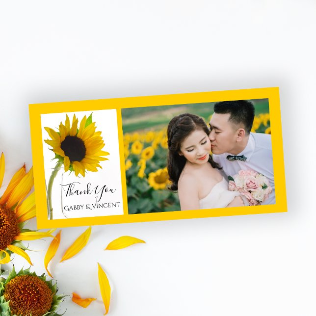 Yellow Sunflower on White Wedding Thank You (Creator Uploaded)