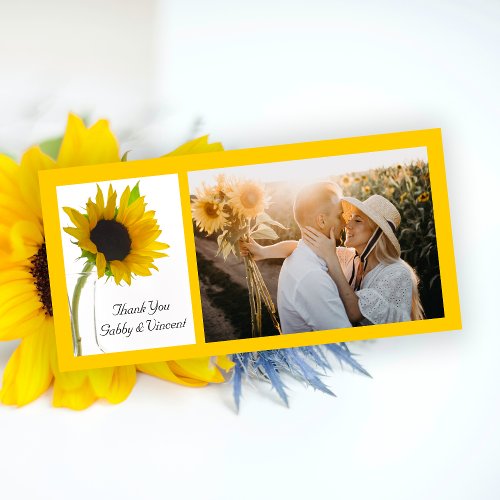 Yellow Sunflower on White Wedding Thank You