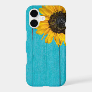 yellow sunflower on wood iPhone 17 case