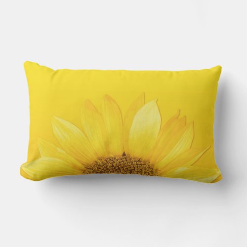 Yellow Sunflower Outdoor Lumbar Throw Pillow
